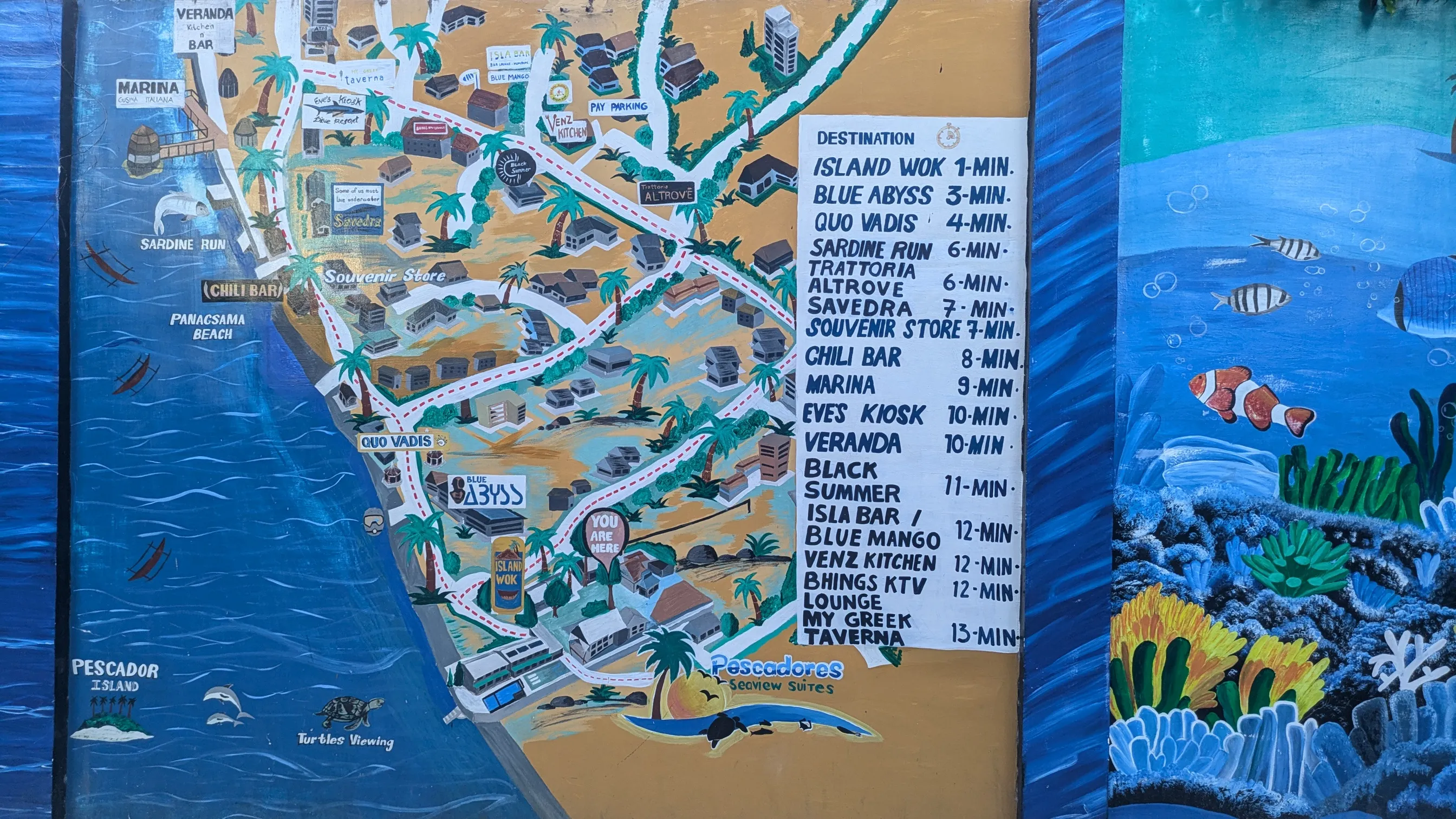 A mural of the small town of Moalboal